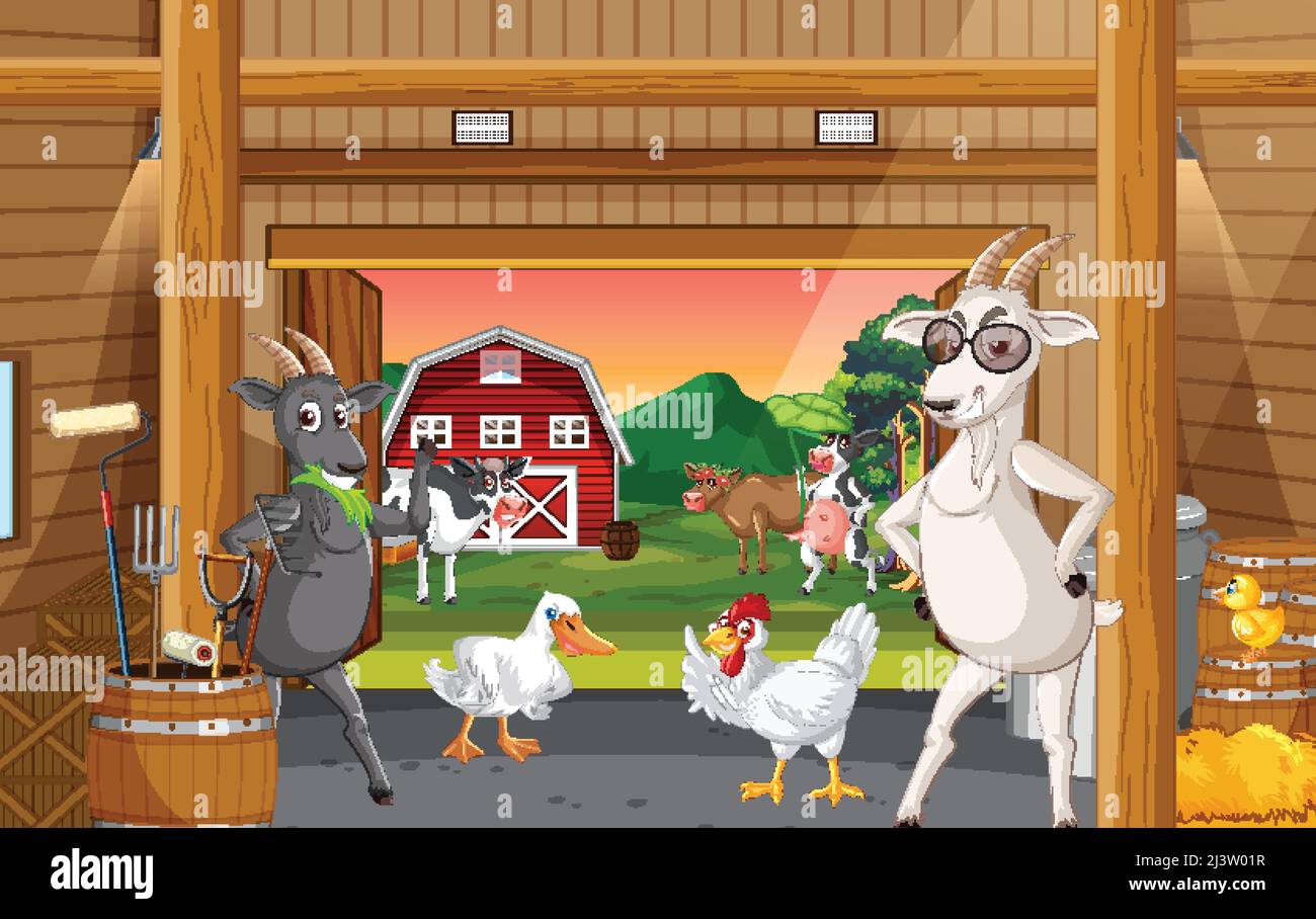 Many animals in the farm illustration Stock Vector Image & Art - Alamy