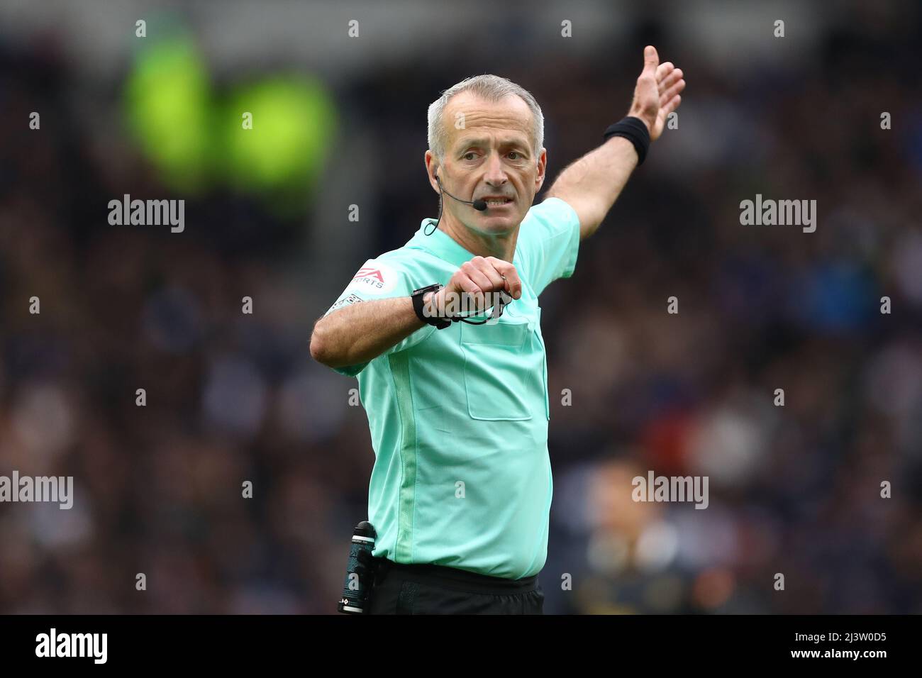 Referee, Martin Atkinson - Tottenham Hotspur v Newcastle United, Premier League, Tottenham Hotspur Stadium, London, UK - 3rd April 2022  Editorial Use Only - DataCo restrictions apply Stock Photo