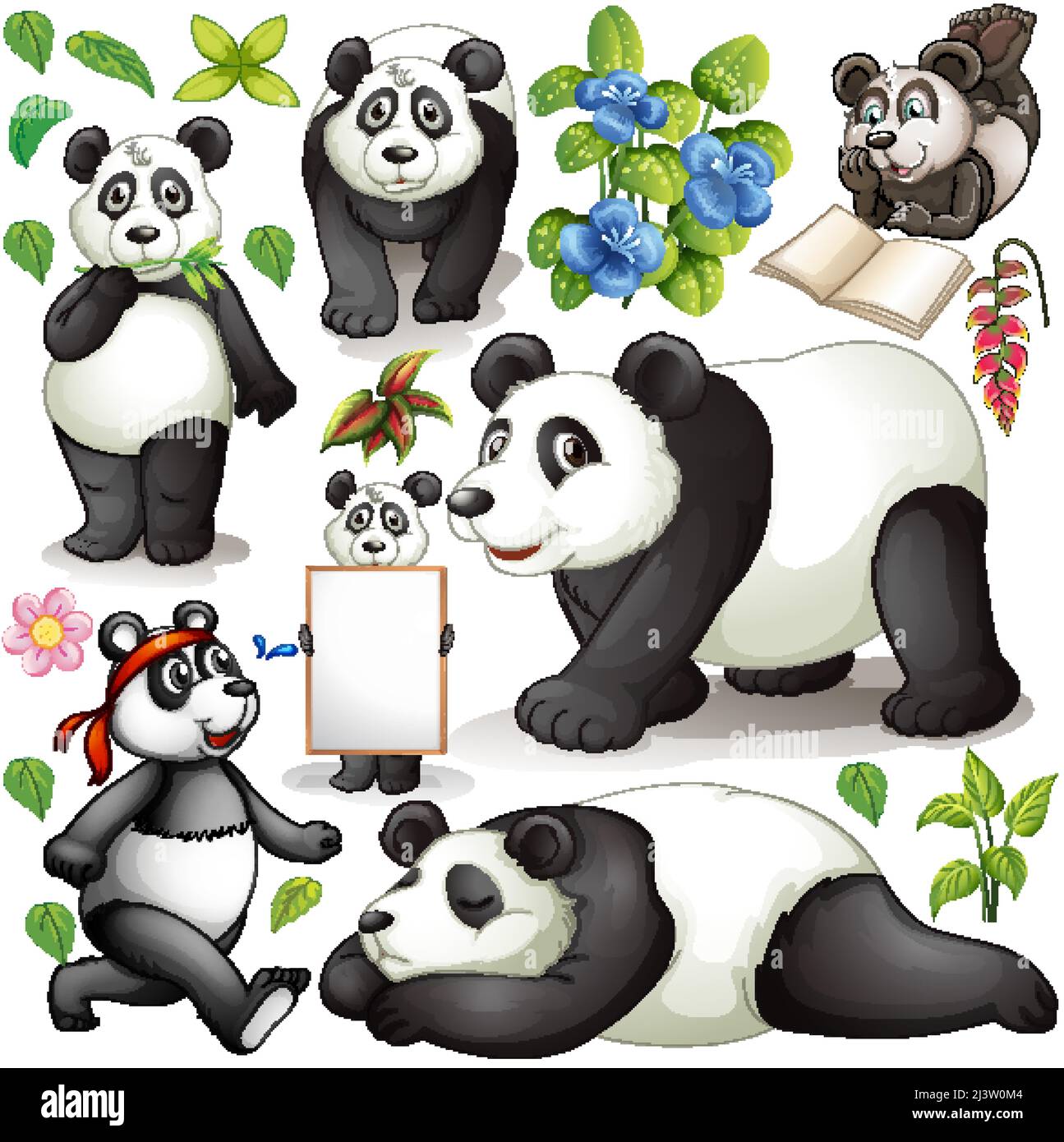Cute animals set on white background illustration Stock Vector Image ...