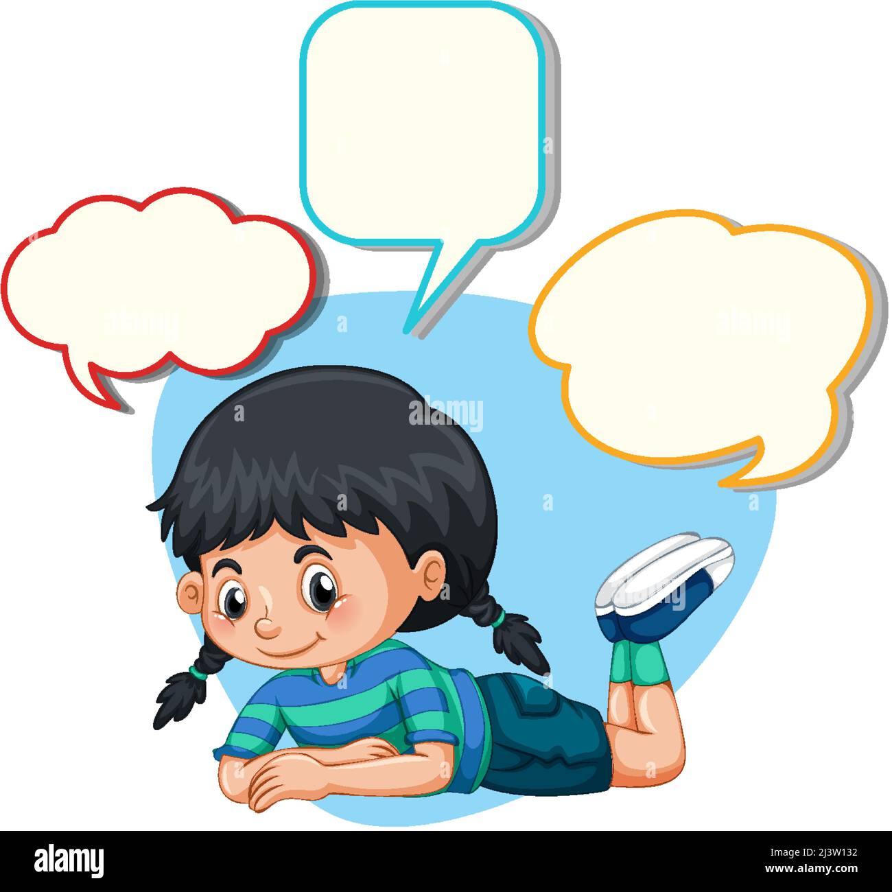 Speech bubble template with girl relaxing illustration Stock Vector ...