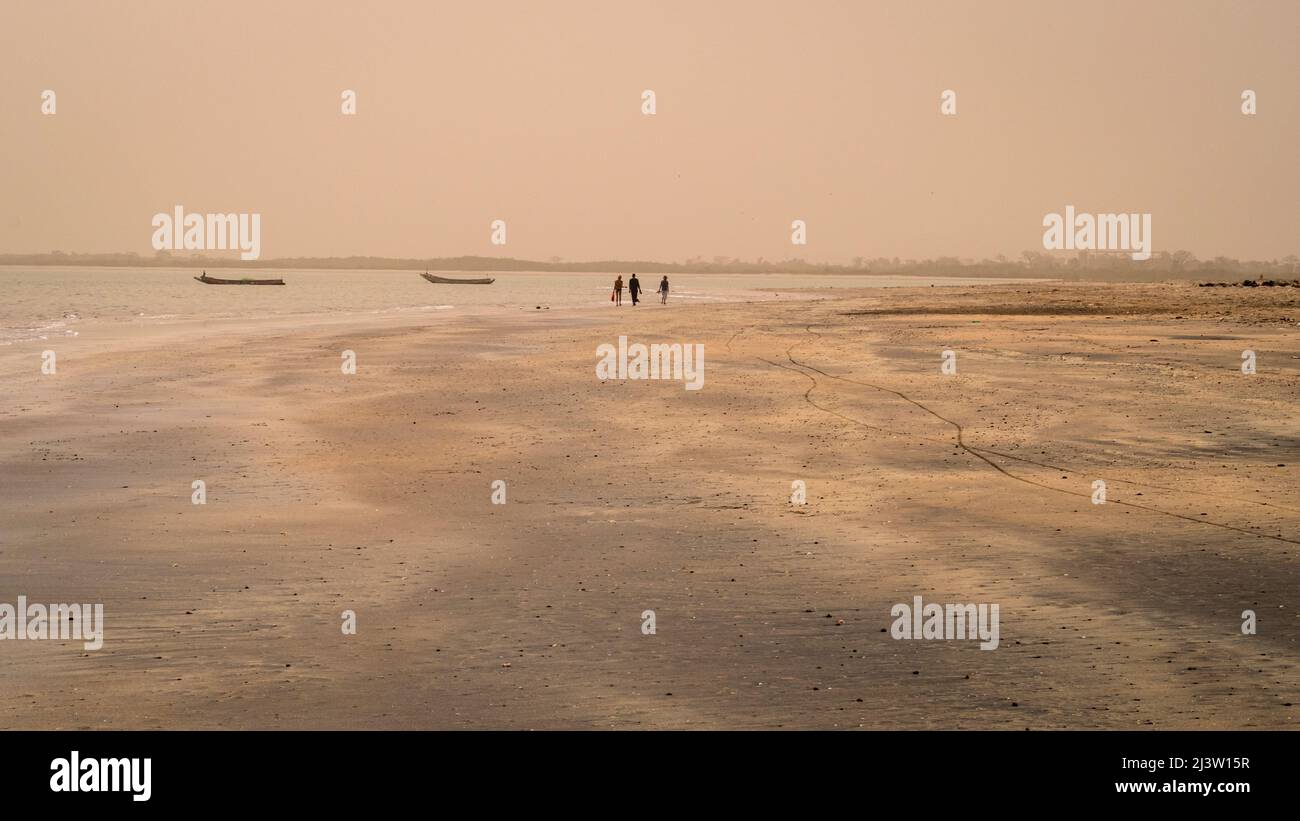 wide empty expanses of beach at Cape Point on the coast of the Gambia west Africa Stock Photo