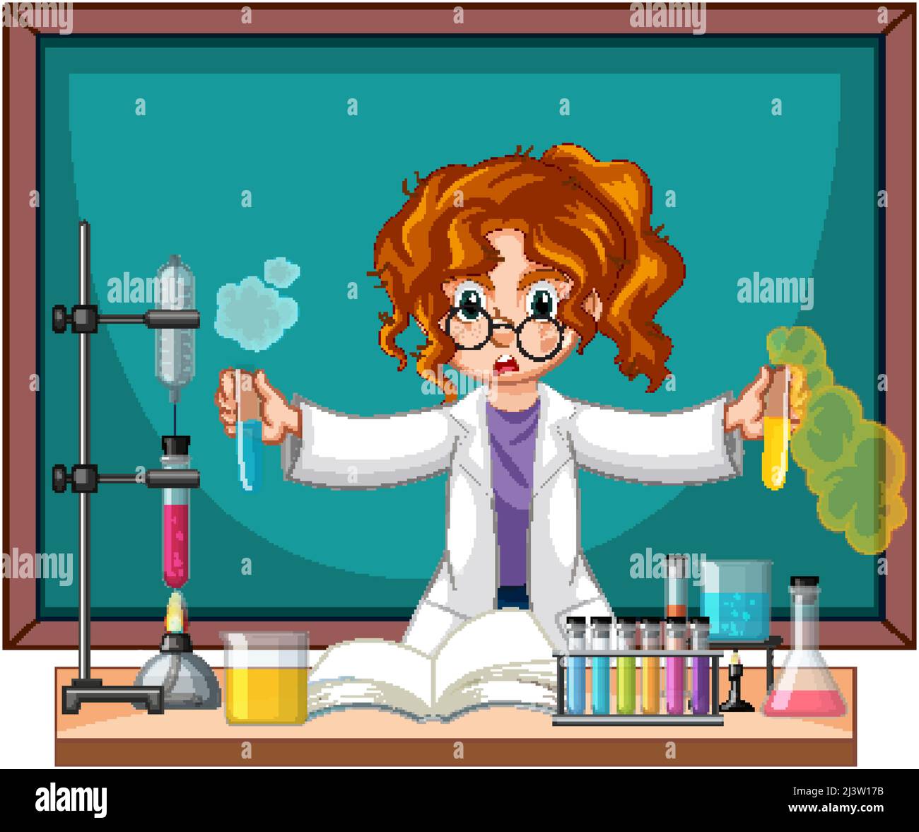 A chemist experiment with blackboard illustration Stock Vector