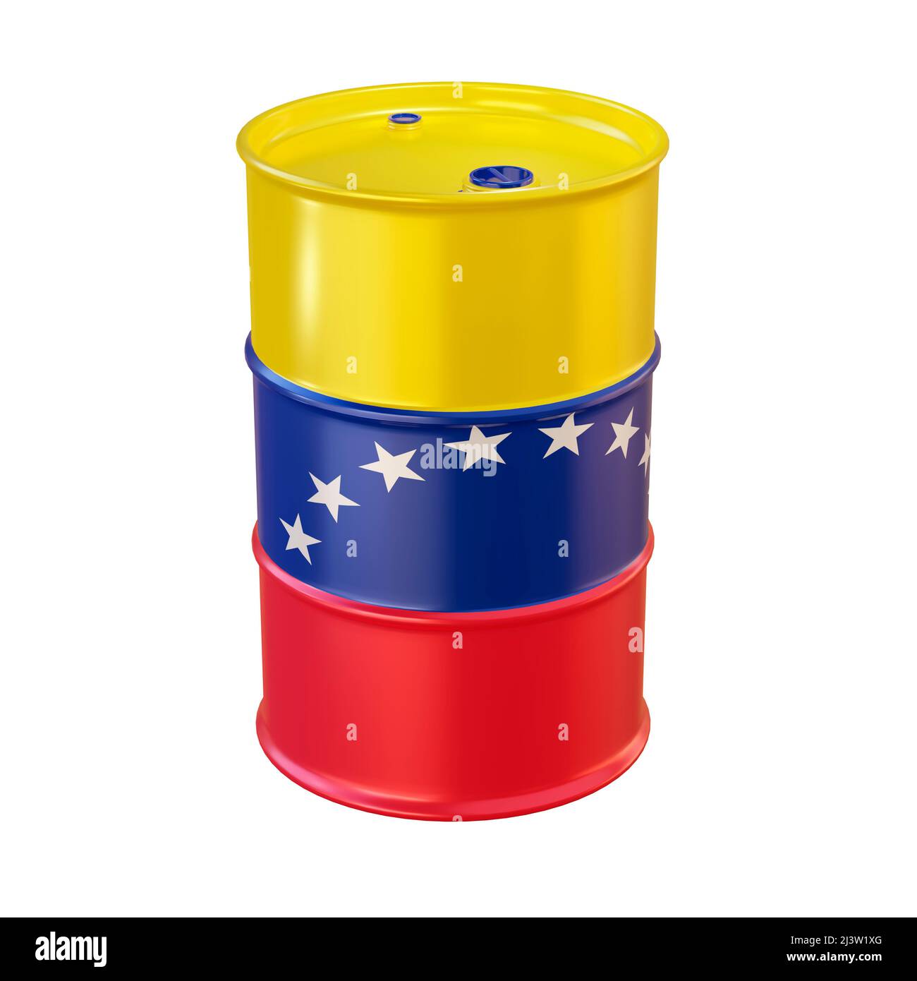 isolated 3d render of oil barrel in Venezuela flag. Stock Photo
