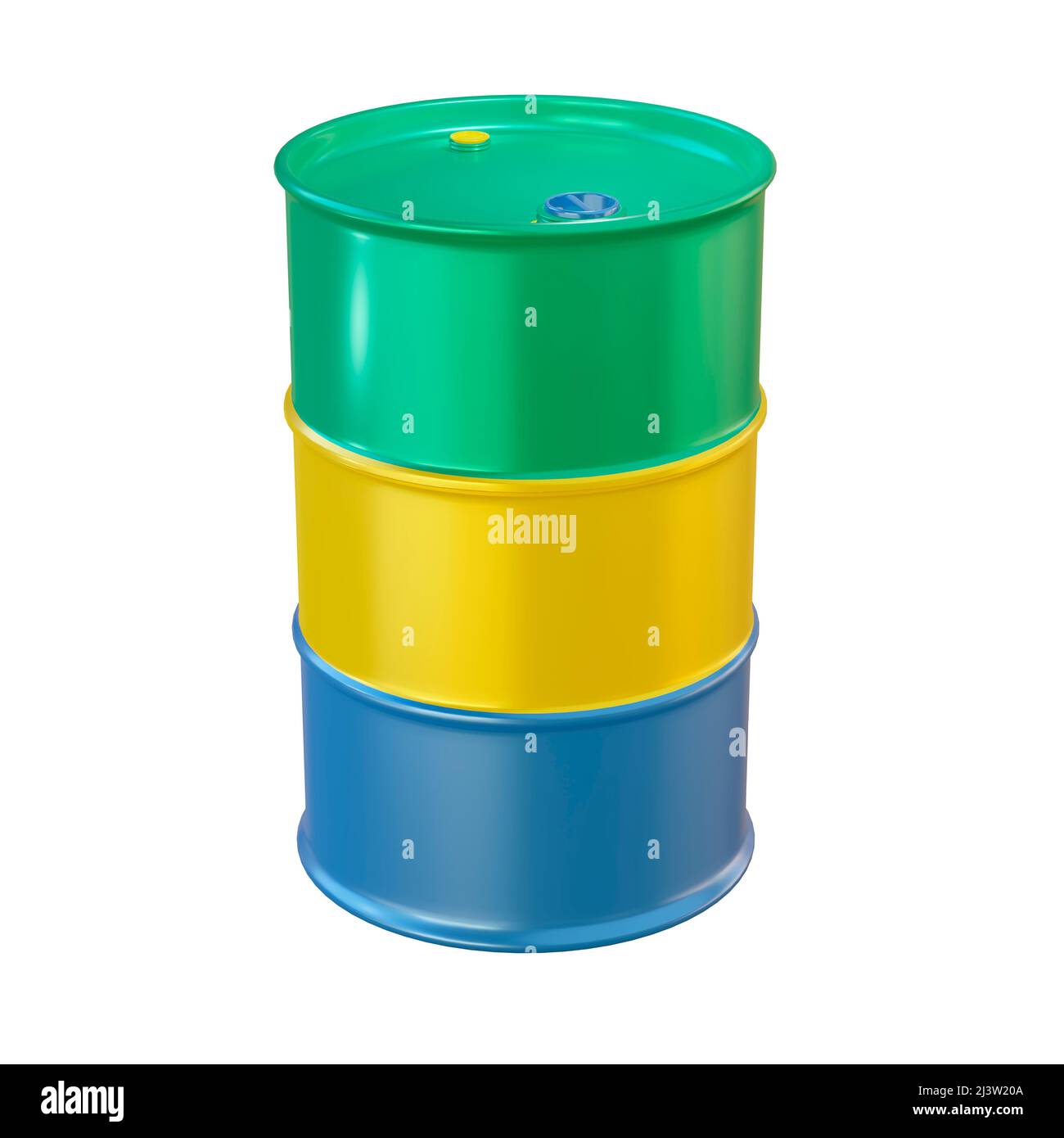 isolated 3d render of oil barrel in Gabon flag. Stock Photo