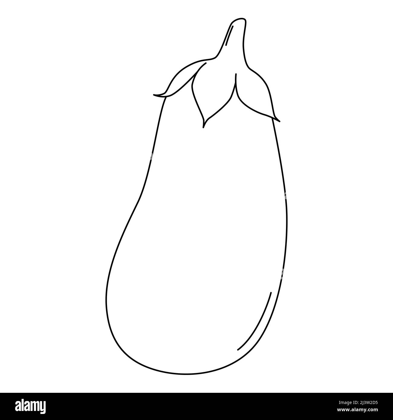 Black and white cartoon vector illustration of eggplant for coloring book. Ripe vegetable for cooking Stock Vector