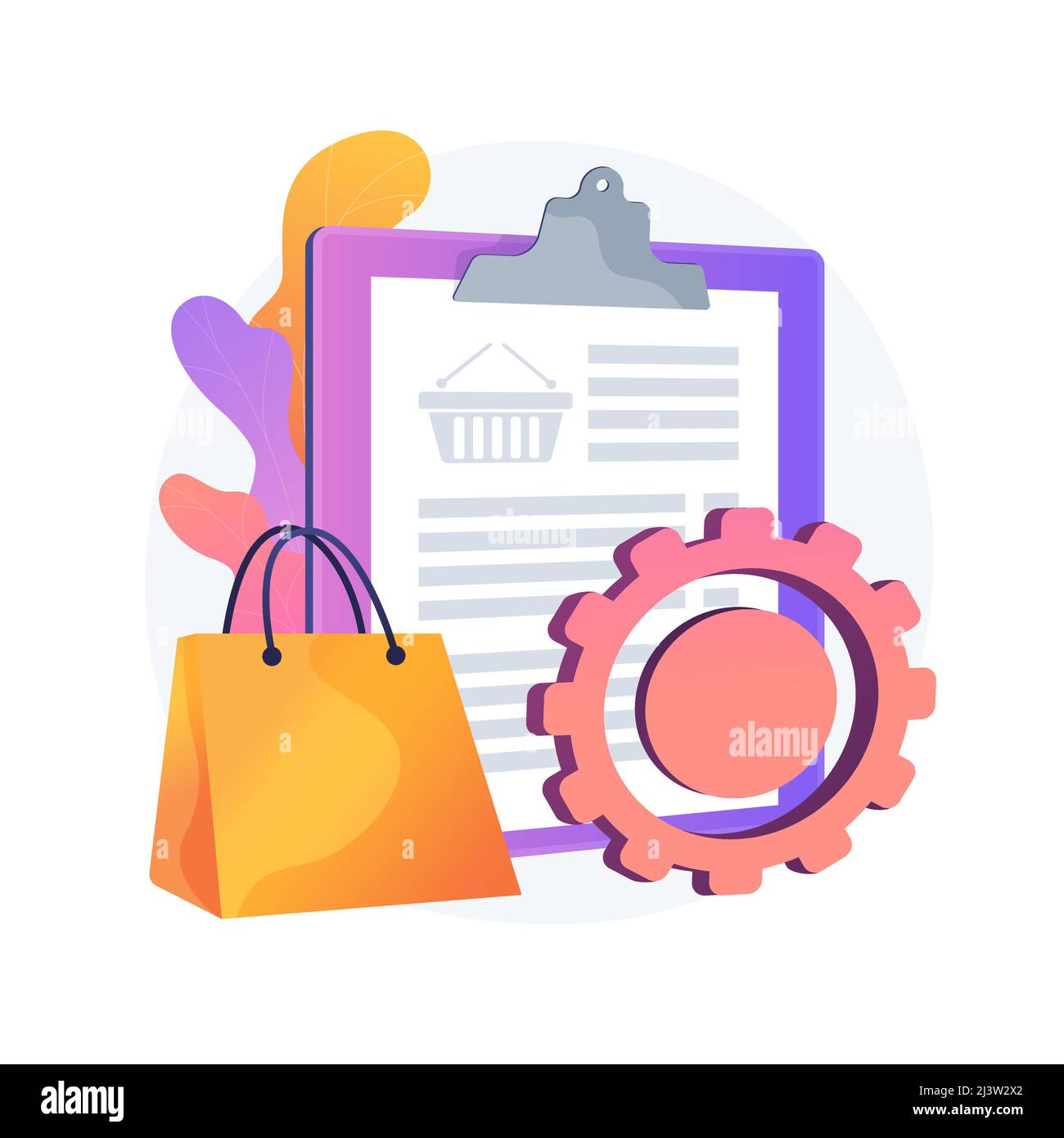 Order tracking program, convenient service. Shopping list, basket content, purchase package. Mobile software, smartphone application. Vector isolated Stock Vector