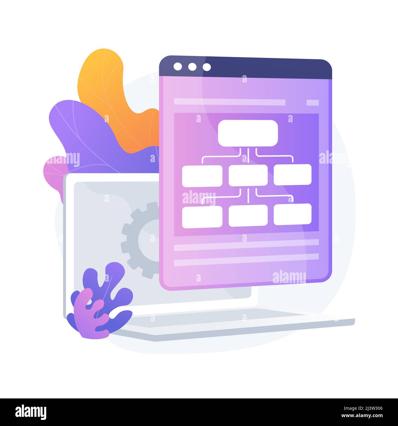 Web hosting service. Information chains and content management. Networking, connection, synchronization. Internet server, data storage. Vector isolate Stock Vector