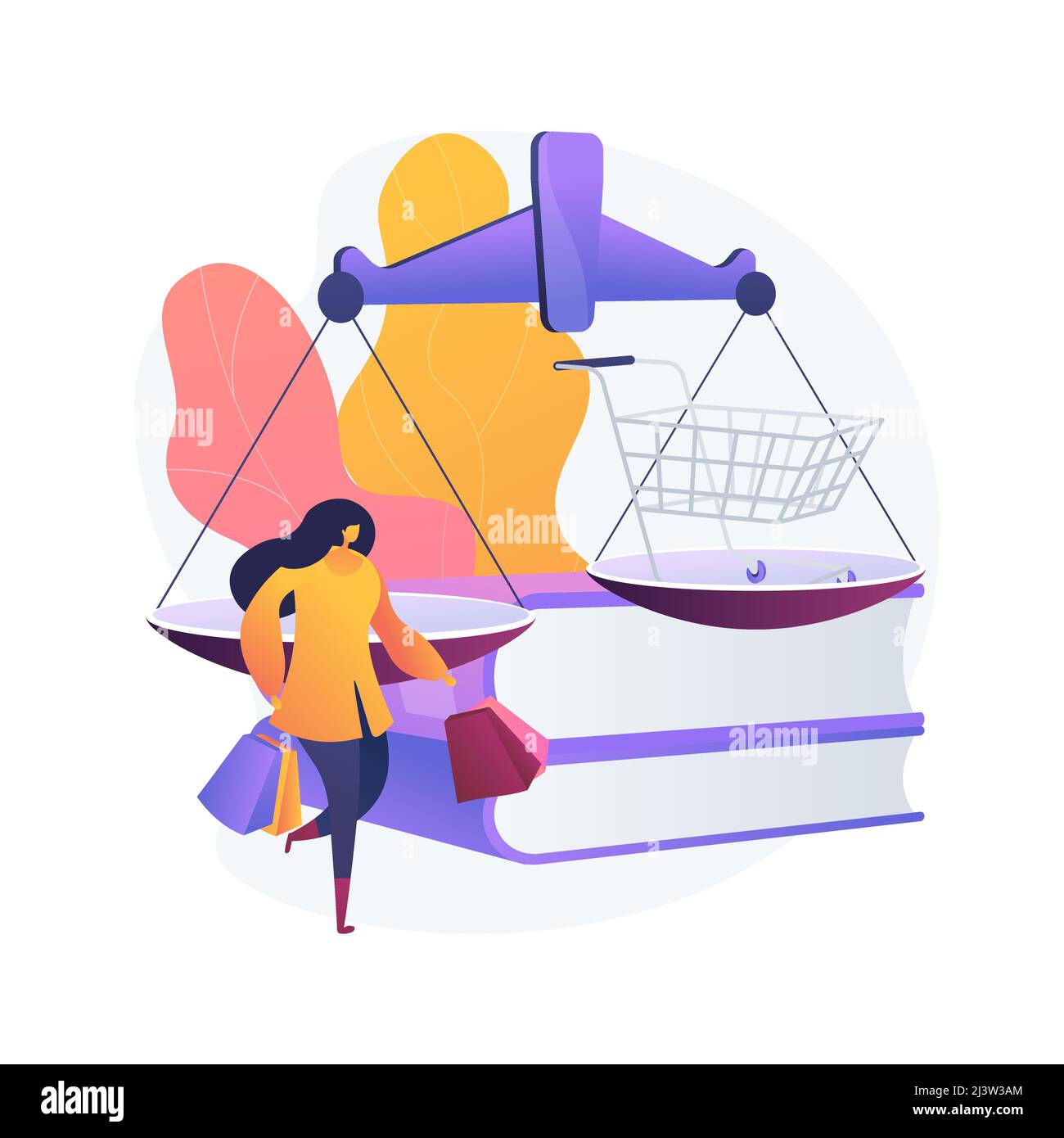 Consumer law abstract concept vector illustration. Consumer litigation, legal protection service, law firm, judicial agreement, replacement of faulty Stock Vector