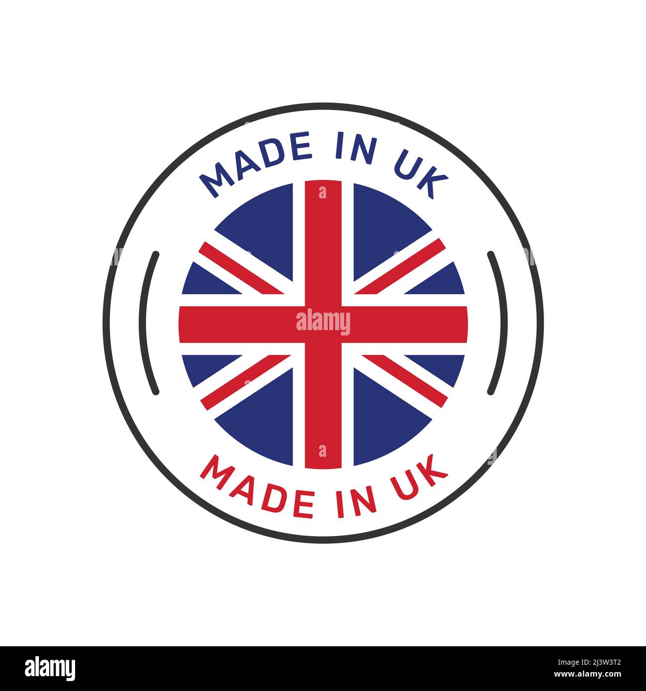 Made in UK colorful vector badge. Label sticker with British flag. Stock Vector