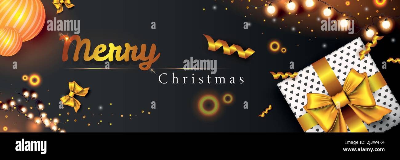 Merry Christmas Web Banner. Xmas And Happy New Year 2022 Holiday Celebration Poster. Vector Illustration With 3D Realistic Elements. Horizontal Christ Stock Vector Image & Art - Alamy