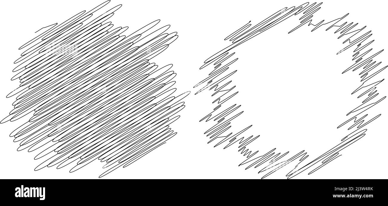Circle and ring sketch, doodle, scrawl random lines vector elements