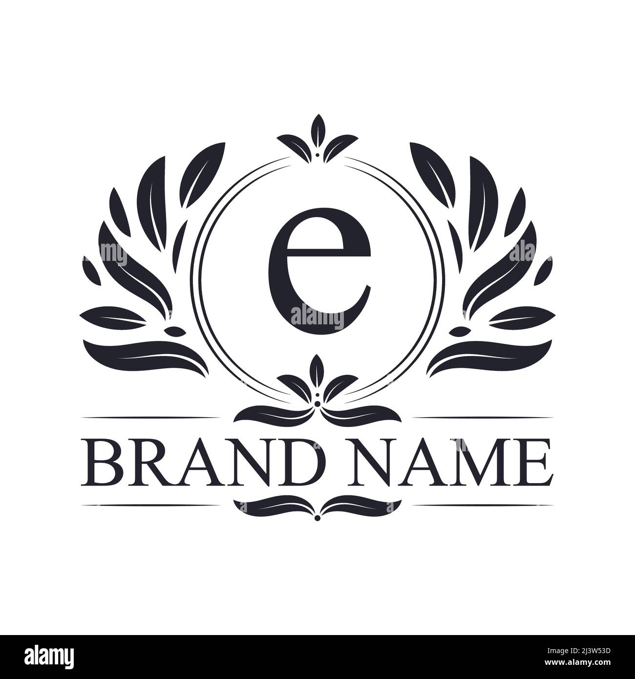Golden ornamental alphabet E letter logo design. Luxurious golden elegant letter E logo design template. Stock Vector