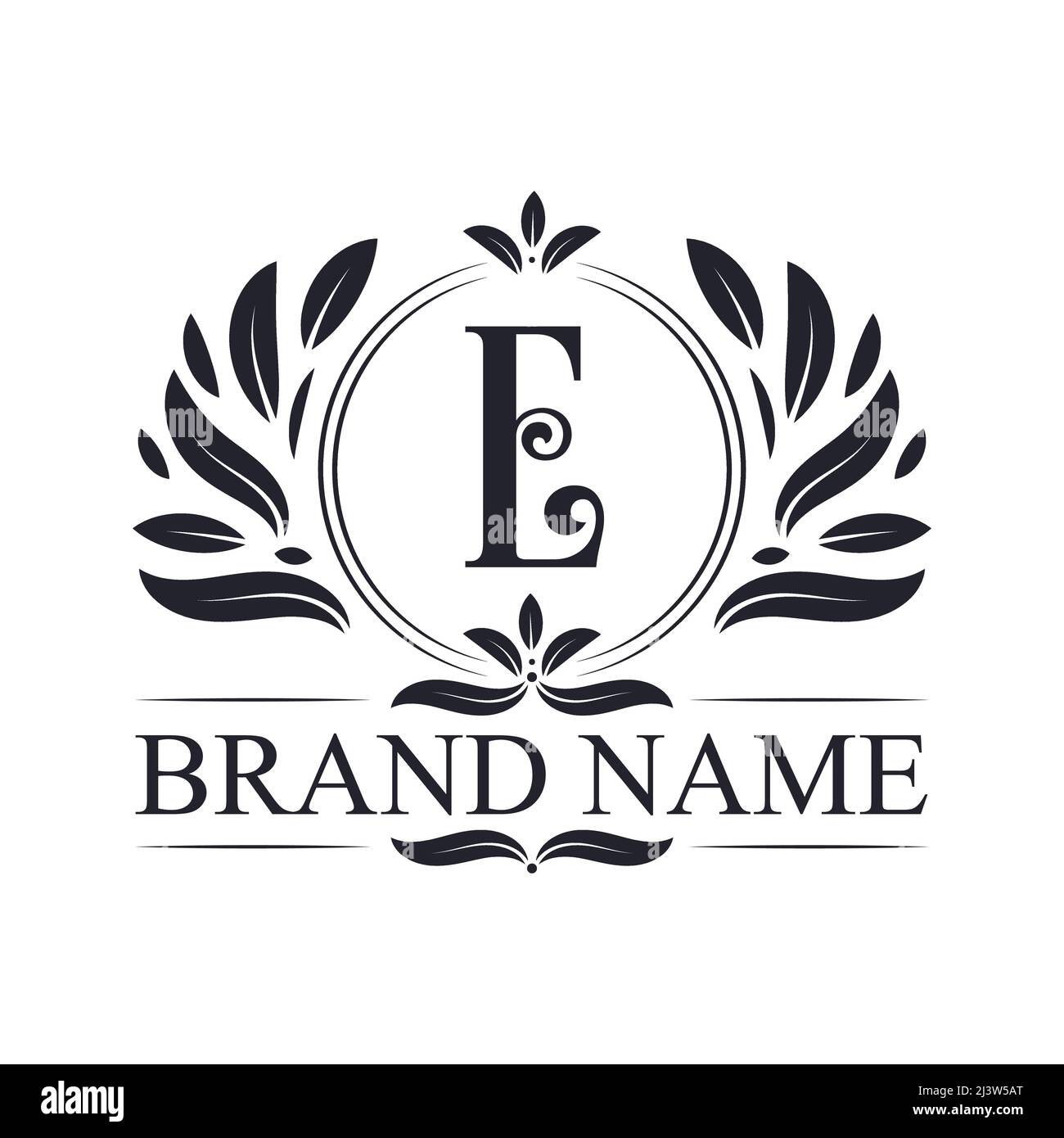 Golden ornamental alphabet E letter logo design. Luxurious golden elegant letter E logo design template. Stock Vector