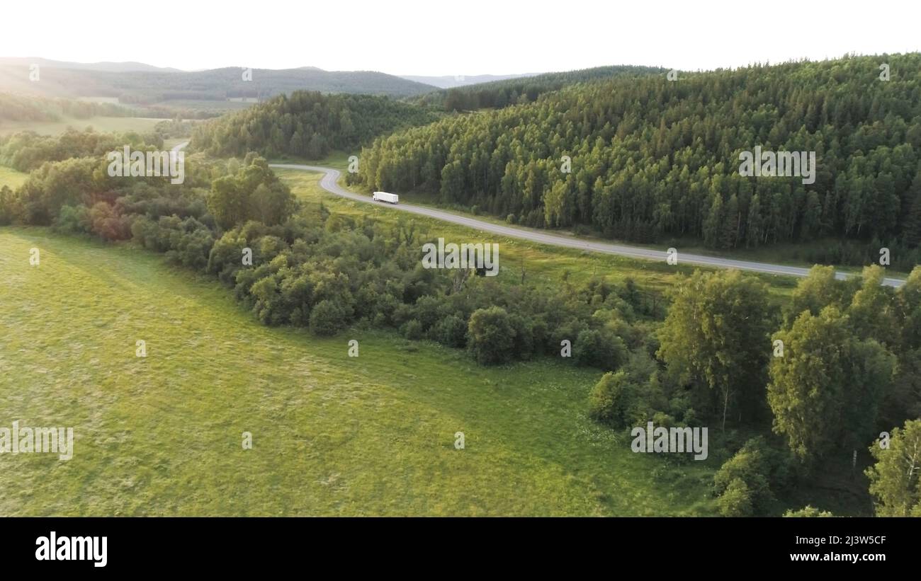 Aerial flying along scenic road hi-res stock photography and images - Alamy
