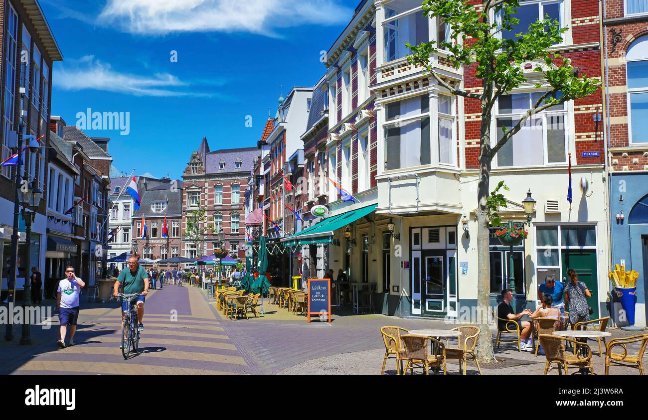 Venlo, Netherlands - June 9. 2021: View on pedestrian shopping street ...