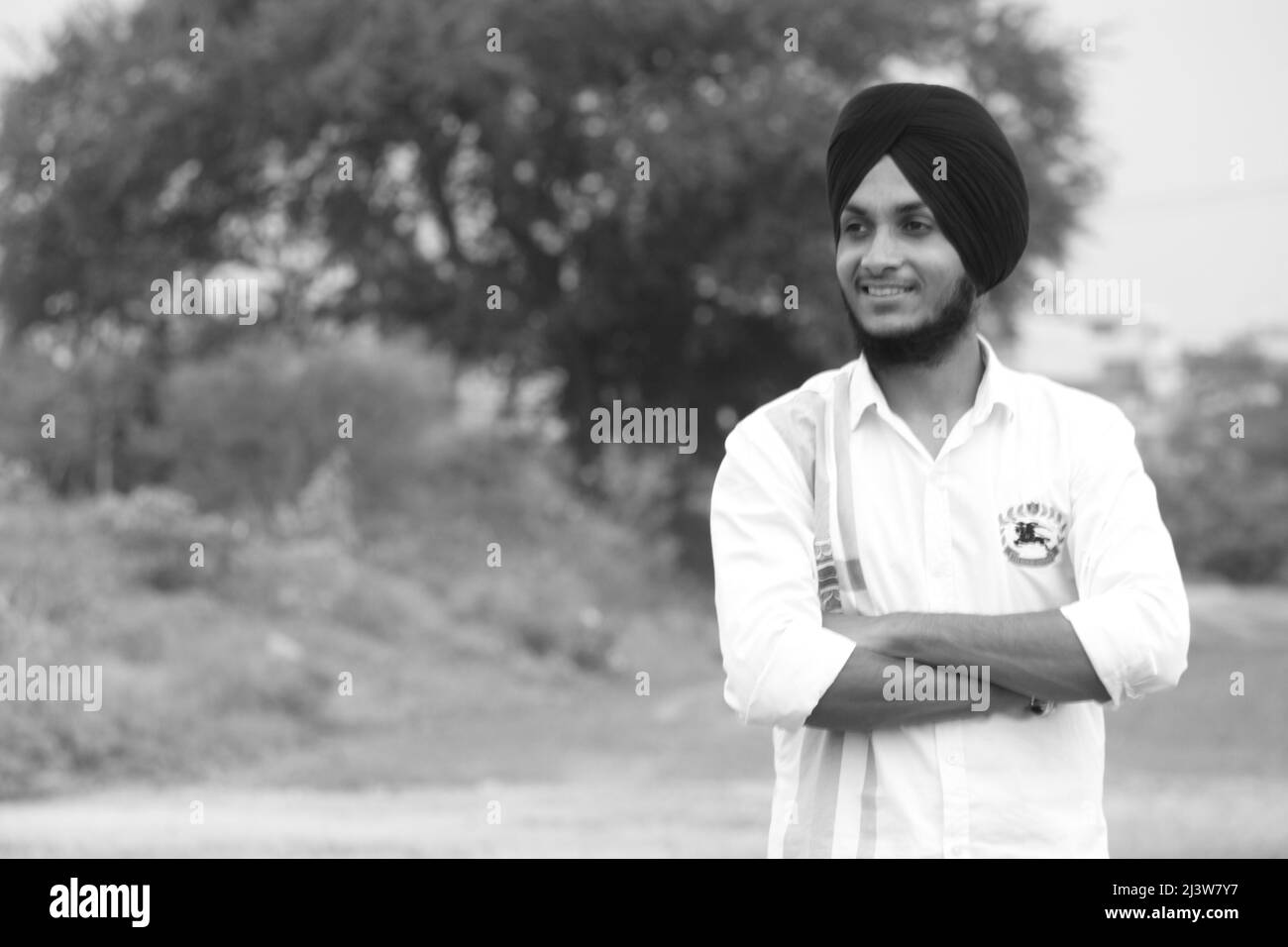portrait of Young happy Indian sikh handsome man with smile, Mumbai, India, September 2021 Stock Photo