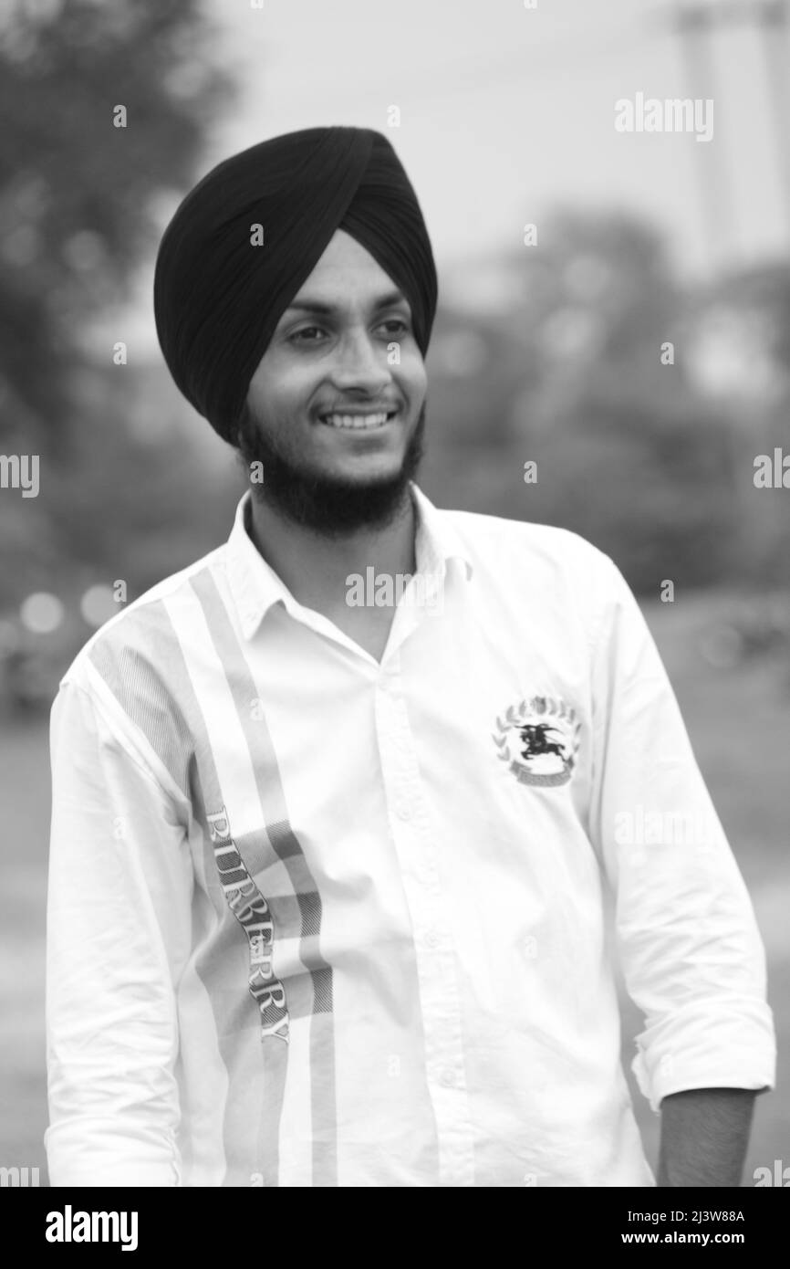 portrait of Young happy Indian sikh handsome man with smile, Mumbai, India, September 2021 Stock Photo