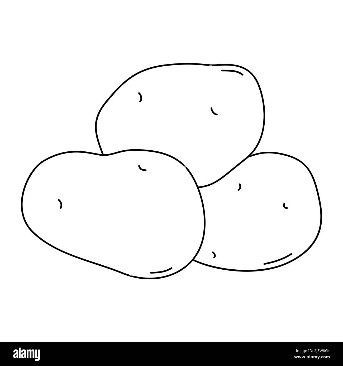 Black and white cartoon vector illustration of potato for coloring book. Ripe fresh vegetable for cooking, source of vitamins Stock Vector