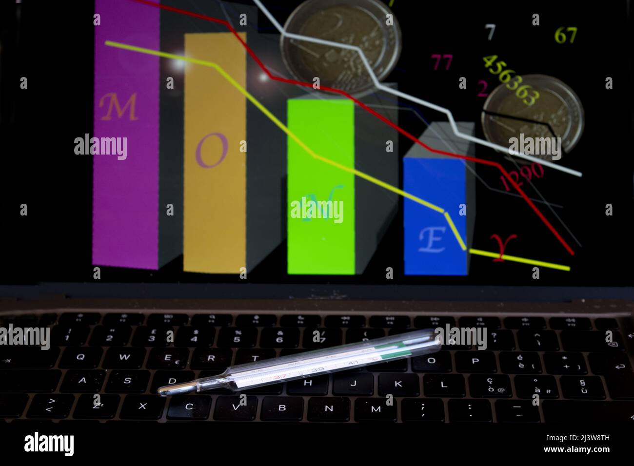 analytical trend and graph of health costs Stock Photo