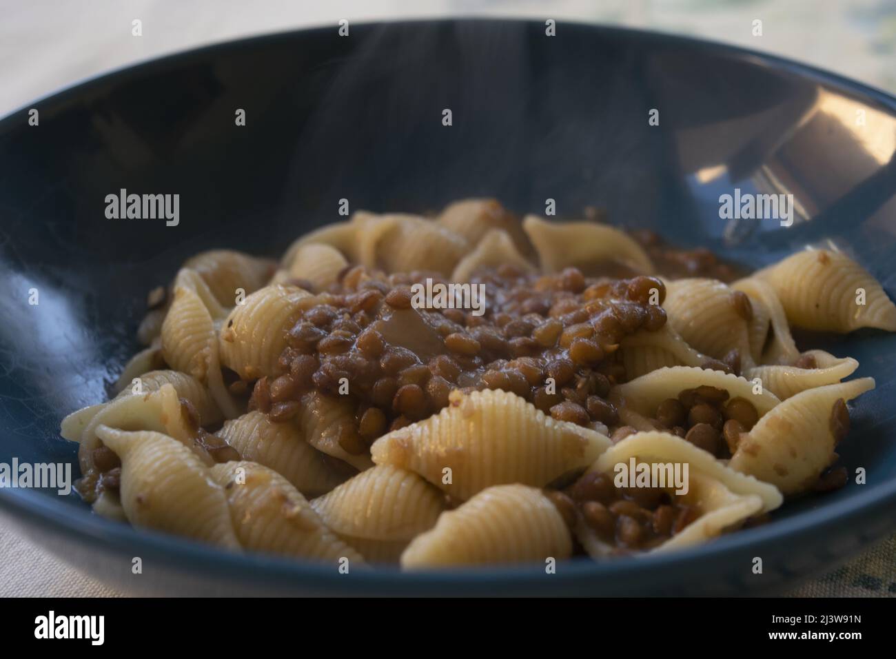 pasta called shells with lentils for a delicious soup Stock Photo