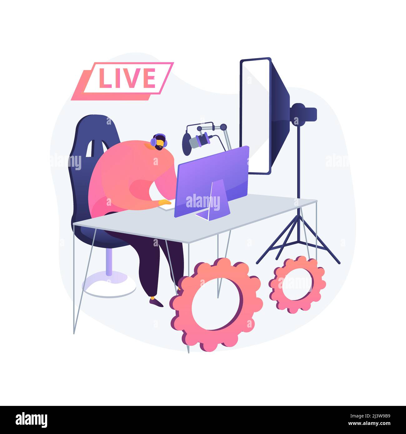 Professional livestream abstract concept vector illustration. Professional online event stream, broadcasting service, livestream equipment, software s Stock Vector
