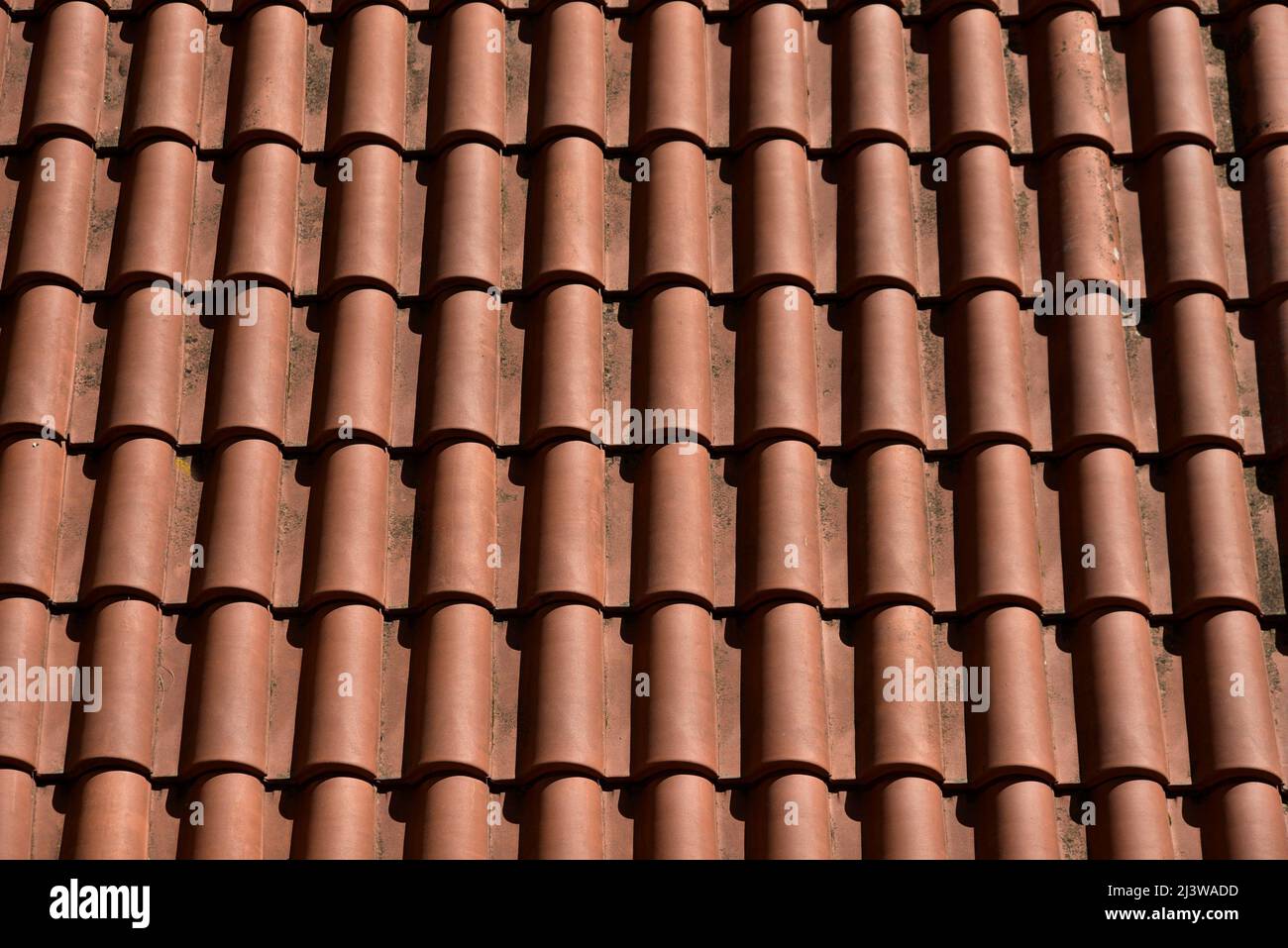 Traditional handcrafted red clay tile rooftop in Karytaina, Arcadia ...