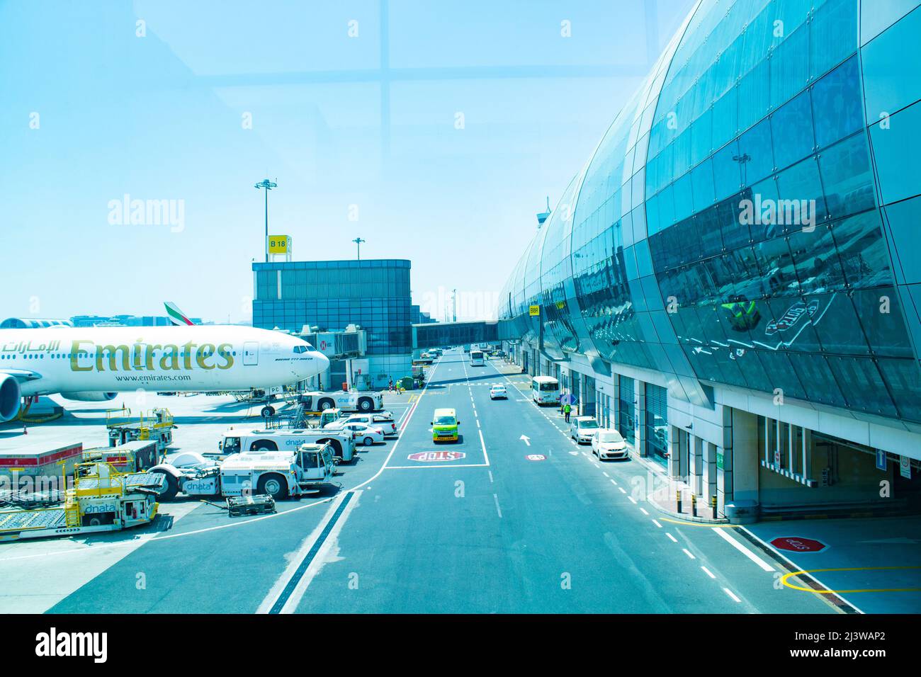 View of Dubai International Airport Terminal 3.Terminal 3 of Dubai