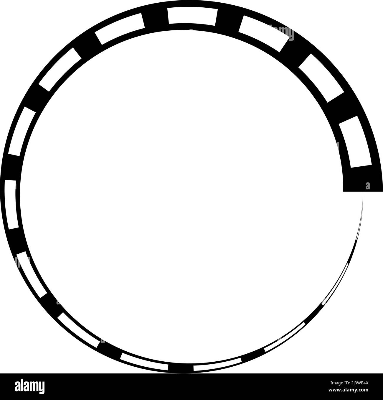 Black and white segmented circle, ring abstract geometric vector
