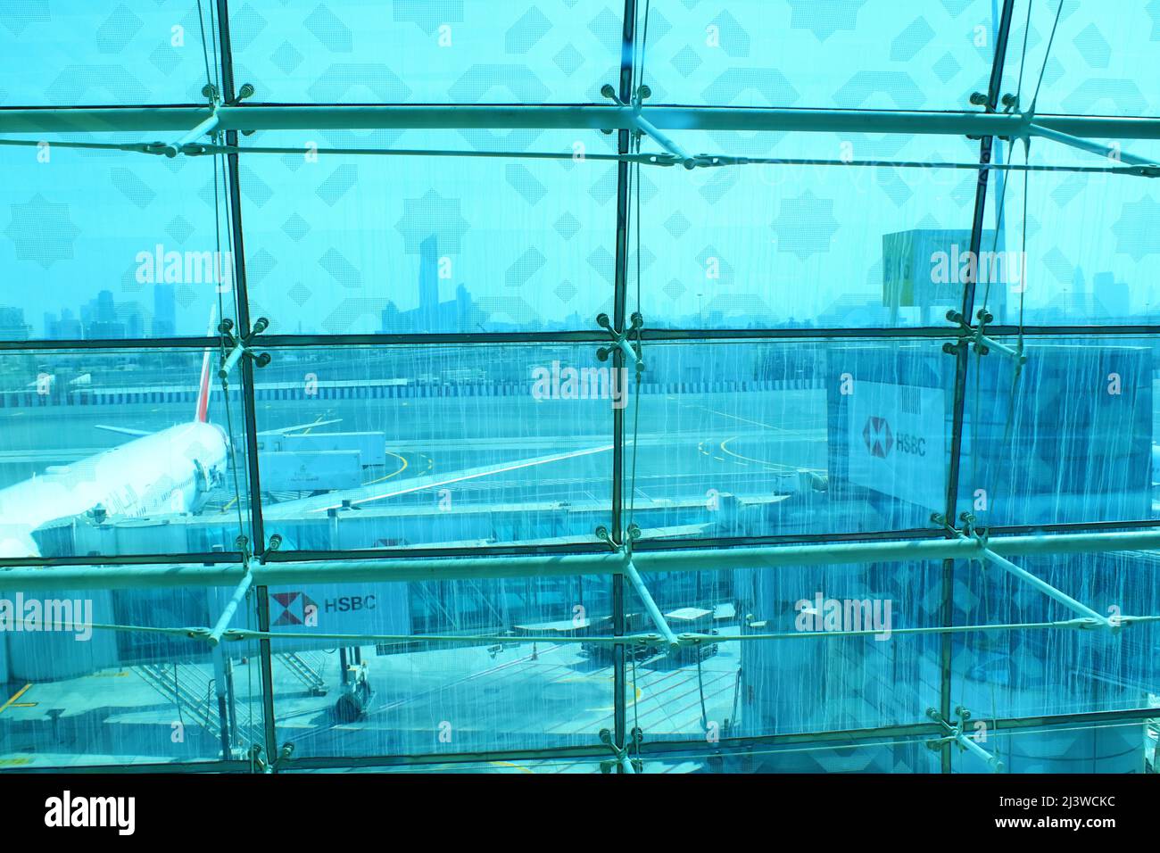 View of Dubai International Airport Terminal 3.Terminal 3 of Dubai