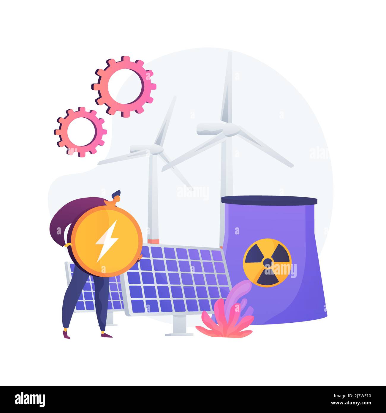 Atomic reactor, windmill and solar battery, energy production. Nuclear