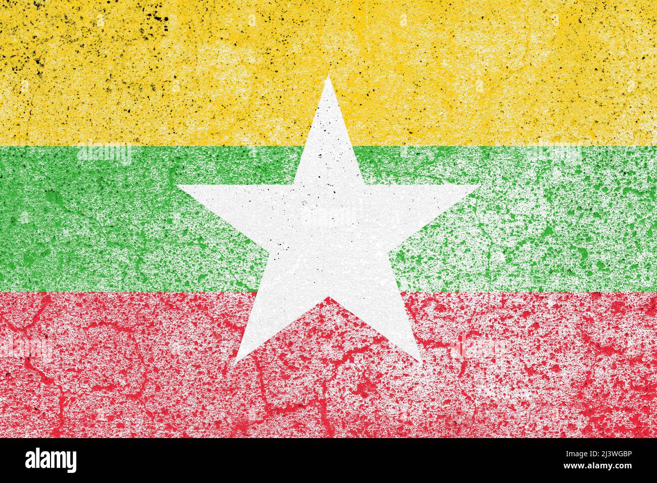 Aged myanmar flag on a rustic concrete wall Stock Photo - Alamy