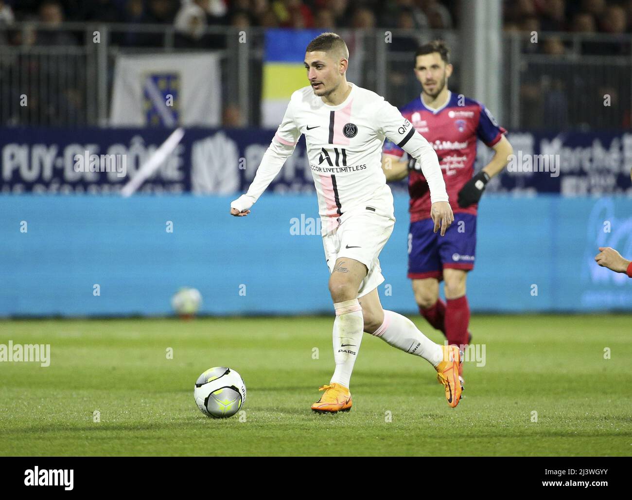 Clermont Ferrand, France. 09th Apr, 2022. Marco Verratti of PSG during the  French championship Ligue 1 football match between Clermont Foot 63 and  Paris Saint-Germain (PSG) on April 9, 2022 at Stade