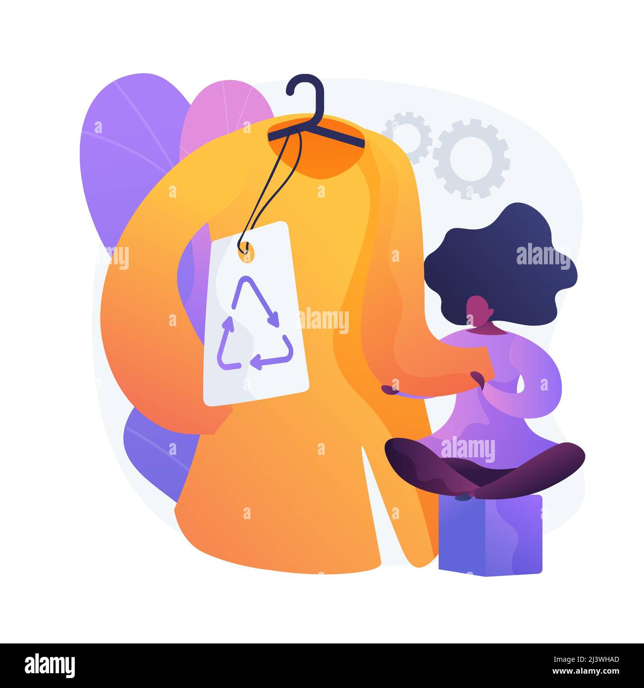 Eco friendly clothing brand. Recycling tag, plastic free apparel