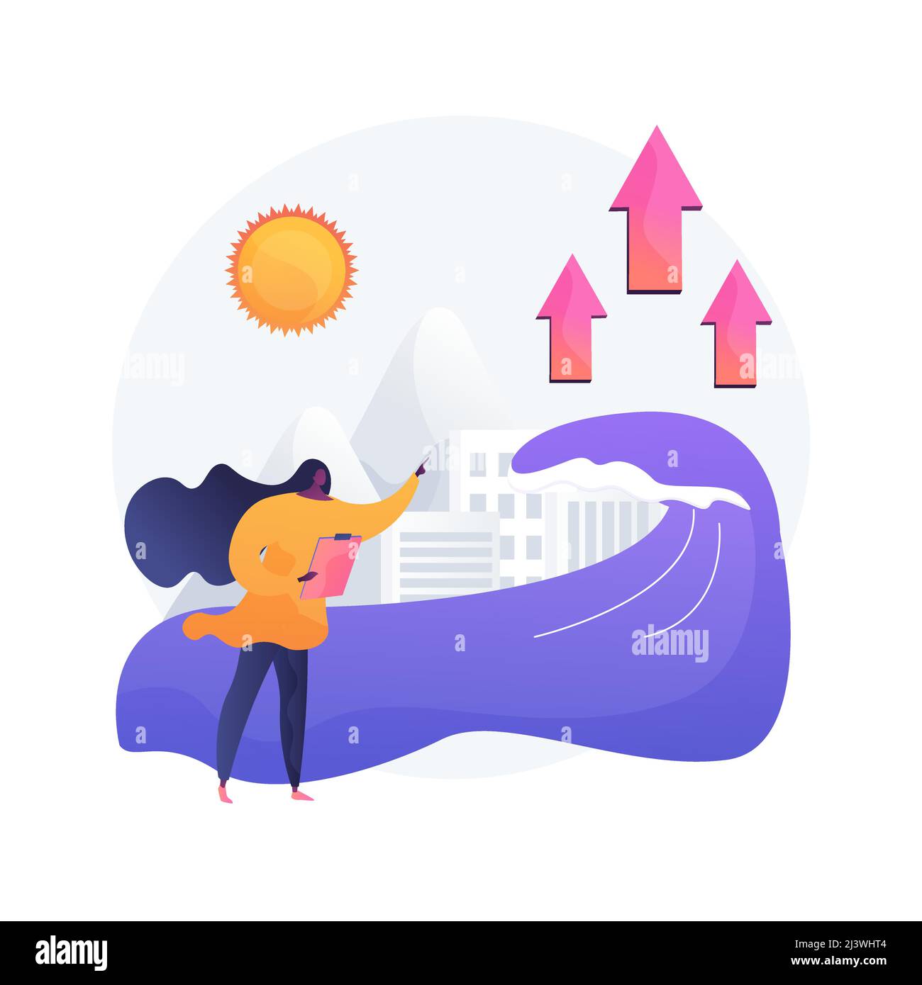 Sea level rise abstract concept vector illustration. World ocean rise ...