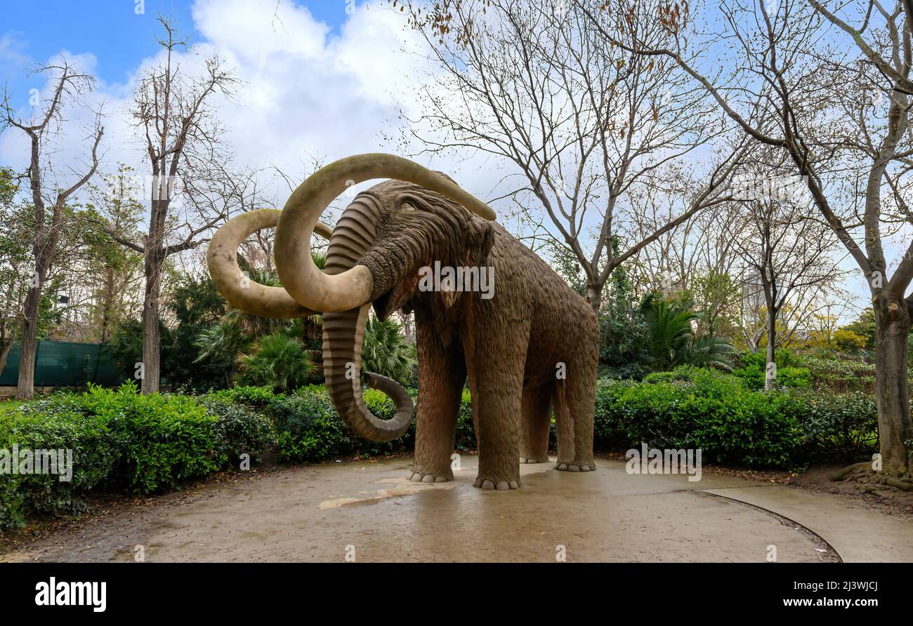 Sculpture of mammoth in Parc de la Ciutadella in Barcelona, Spain Stock Photo