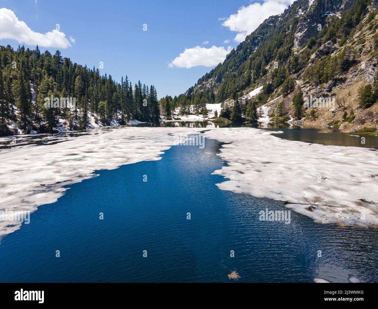 Aerial view of Suhoto Lake (The dry lake), Rila Mountain, Kyustendil ...