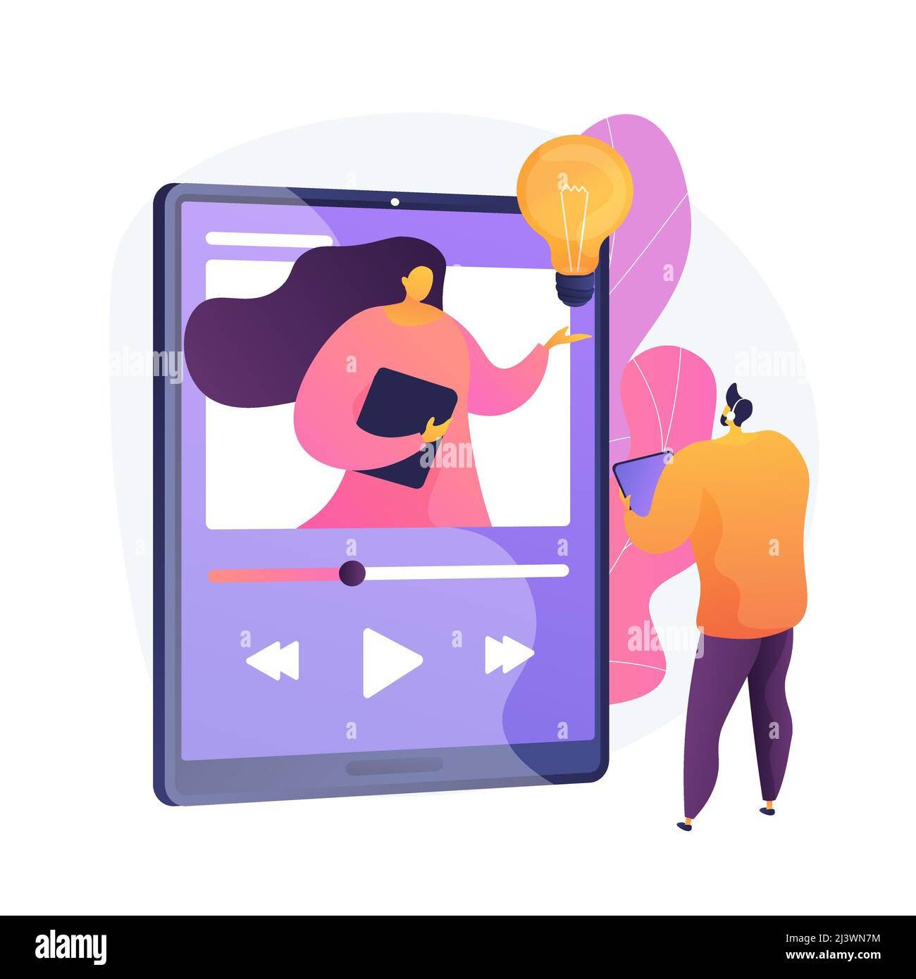 Video tutorial watching. Online lecture, Internet course, digital lesson.  Tutor cartoon character. Video call, seminar, remote education. Vector  isola Stock Vector Image & Art - Alamy