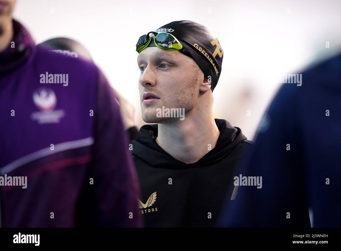Loughborough NC's Luke Greenbank in action during the Men's Open 200m Backstroke Hetas on day six of the 2022 British Swimming Championships at Ponds Forge International Swimming Centre, Sheffield. Picture date: Sunday April 10, 2022. Stock Photo