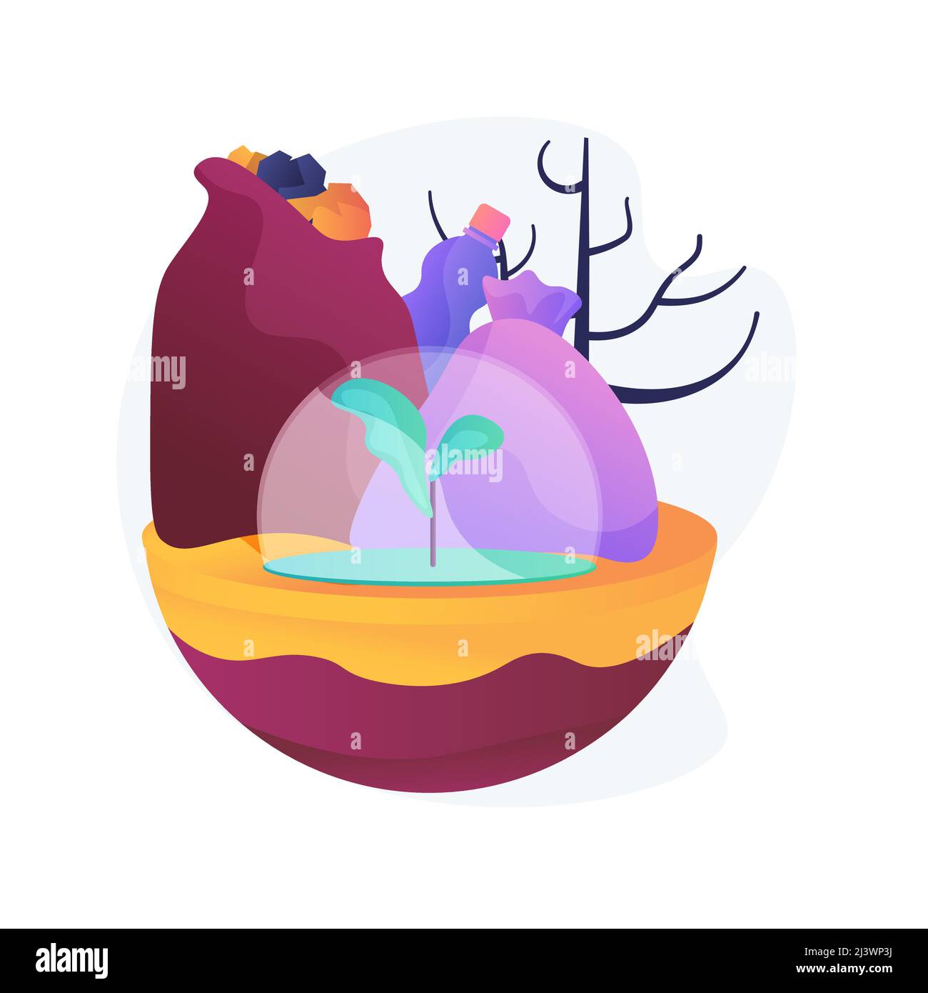 Soil pollution abstract concept vector illustration. Land degradation, groundwater pollution, soil contamination, agricultural chemical products, toxi Stock Vector