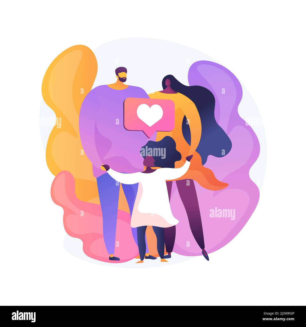 Caring adoptive fathers abstract concept vector illustration. Foster care, father in adoption, happy interracial family, having fun, together at home, Stock Vector