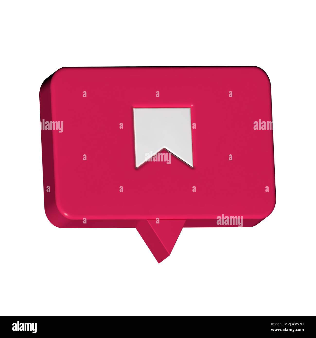 Social media notification icon. Save icon on a red background. 3d design. Stock Photo
