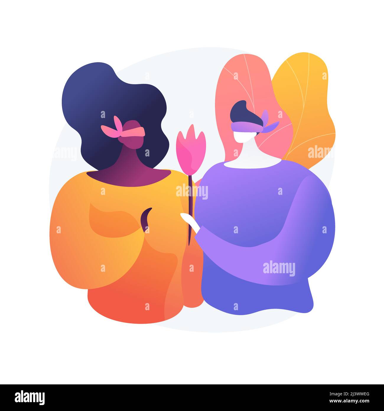 Free Vector  Young man and woman on blind date. romantic surprise, amorous  feelings expression, blindfolded lovers. boyfriend giving girlfriend  flower. vector isolated concept metaphor illustration