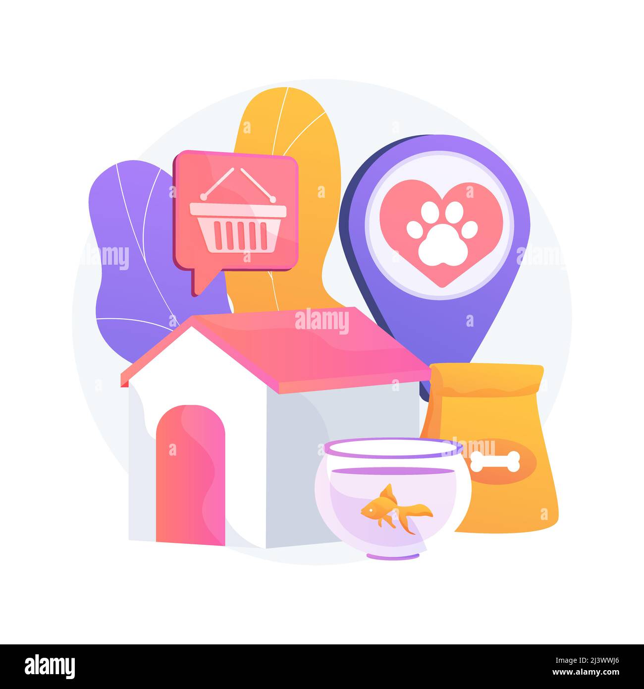 Animals shop abstract concept vector illustration. Animals supplies online, pet goods e-shop, buy a puppy, medicine and food, accessories for pets, gr Stock Vector