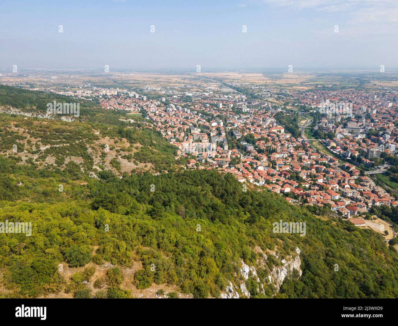 Aerial view town of Asenovgrad, Plovdiv Region, Bulgaria Stock Photo