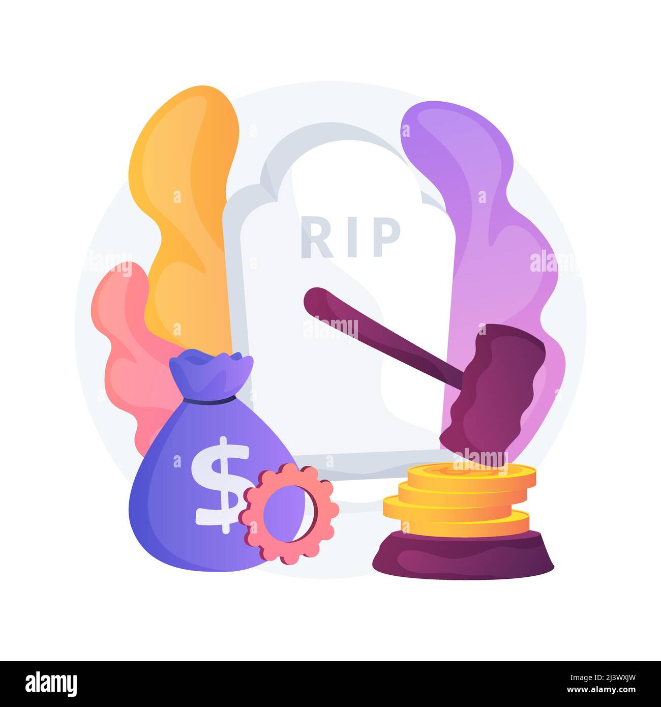 Death grant abstract concept vector illustration. Bereavement grant benefit, government payment, death insurance, wife husband spouse died, evil inten Stock Vector