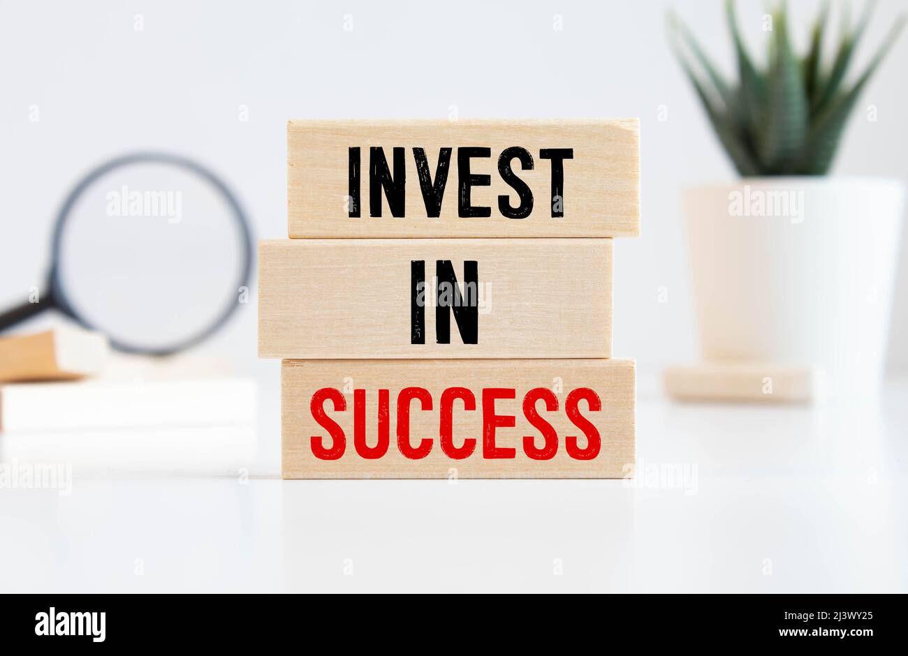 Success Text Building Blocks Concept of building success foundation. Wooden blocks on the stack of ...