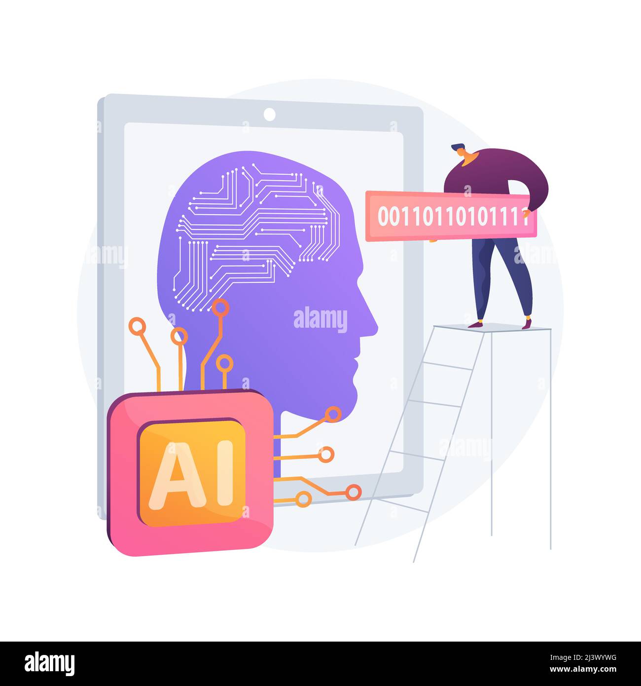 Artificial intelligence abstract concept vector illustration. AI, machine learning, artificial intelligence evolution, high tech, cutting edge technol Stock Vector