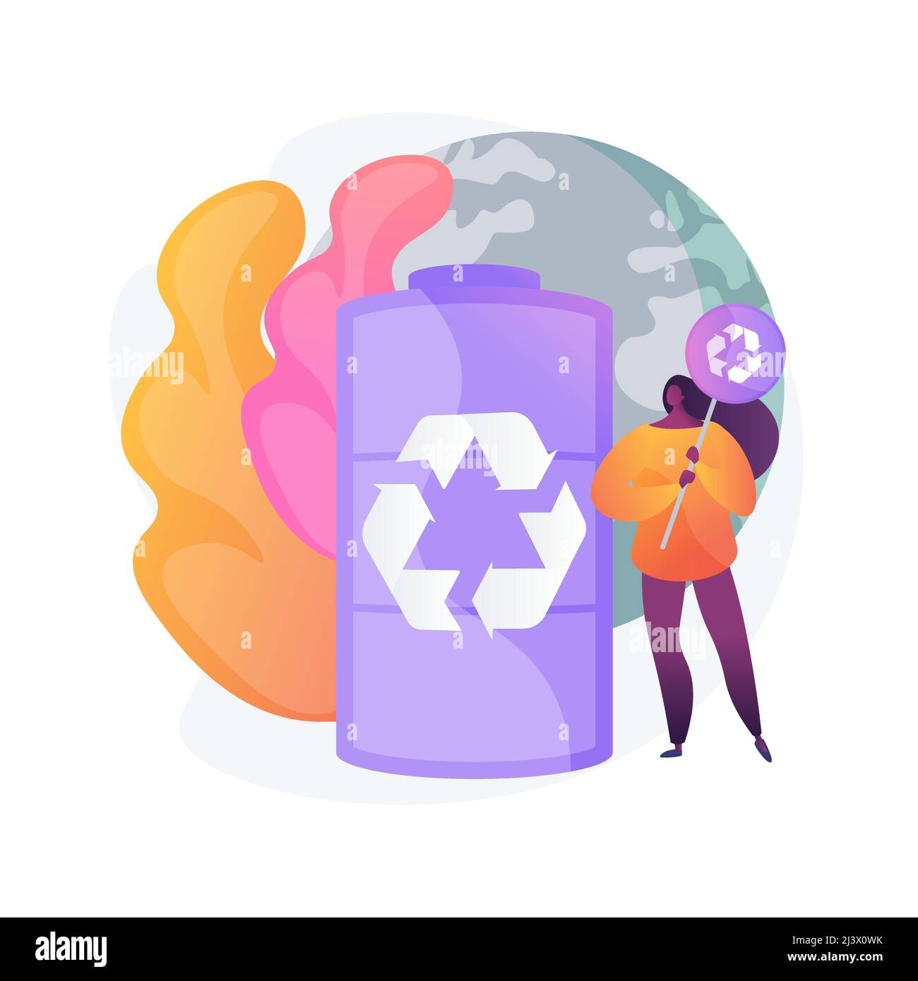 Battery recycling abstract concept vector illustration. Battery