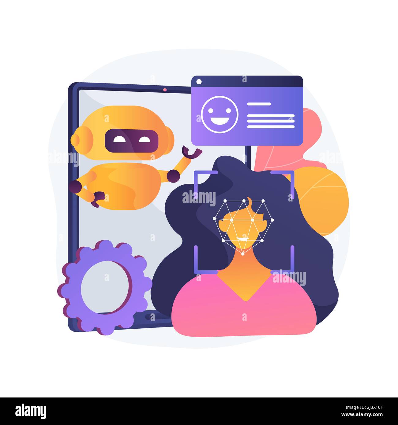 Affective computing abstract concept vector illustration. Recognize user emotional state, human-computer interaction, process data, speech and gesture Stock Vector