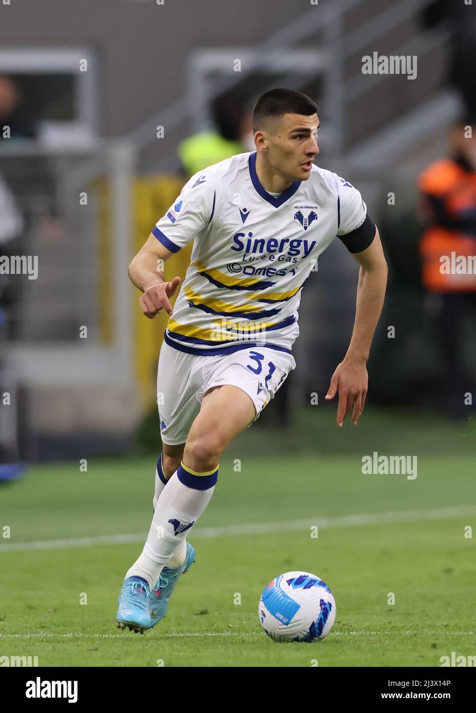 Milan, Italy, 9th April 2022. Bosko Sutalo of Hellas Verona during the Serie A match at Giuseppe Meazza, Milan. Picture credit should read: Jonathan Moscrop / Sportimage Stock Photo